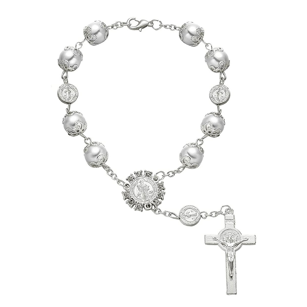Retro Imitation Pearl Cross Car Decoration Accessories Hanging Bling Car Rear Hanging Auto Interior View Mirror Hanging Ornament