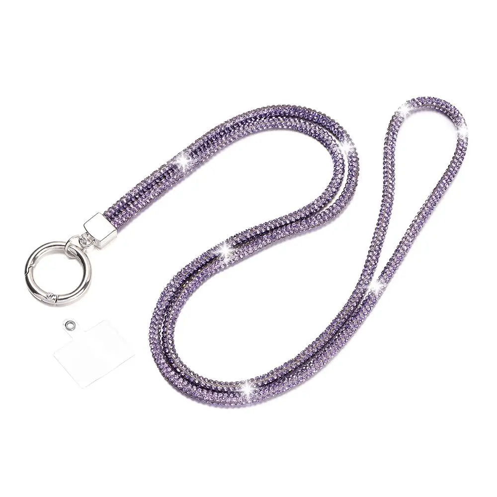 Glitter Keychain Bling Bling Crystal Anti-lost Rope Hanging Cord Chain Straps Rhinestone Phone Lanyard
