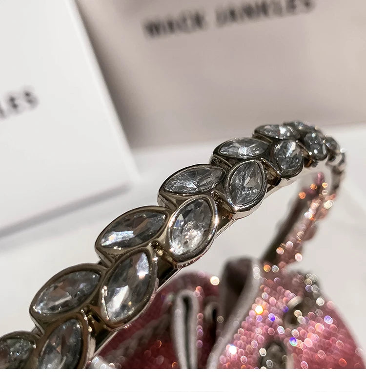 Luxury String Bucket Bag Crystal Shiny Rhinestones Diamond Evening Bag Women's Handbag Wedding Party Clutch Purse Crossbody Bag