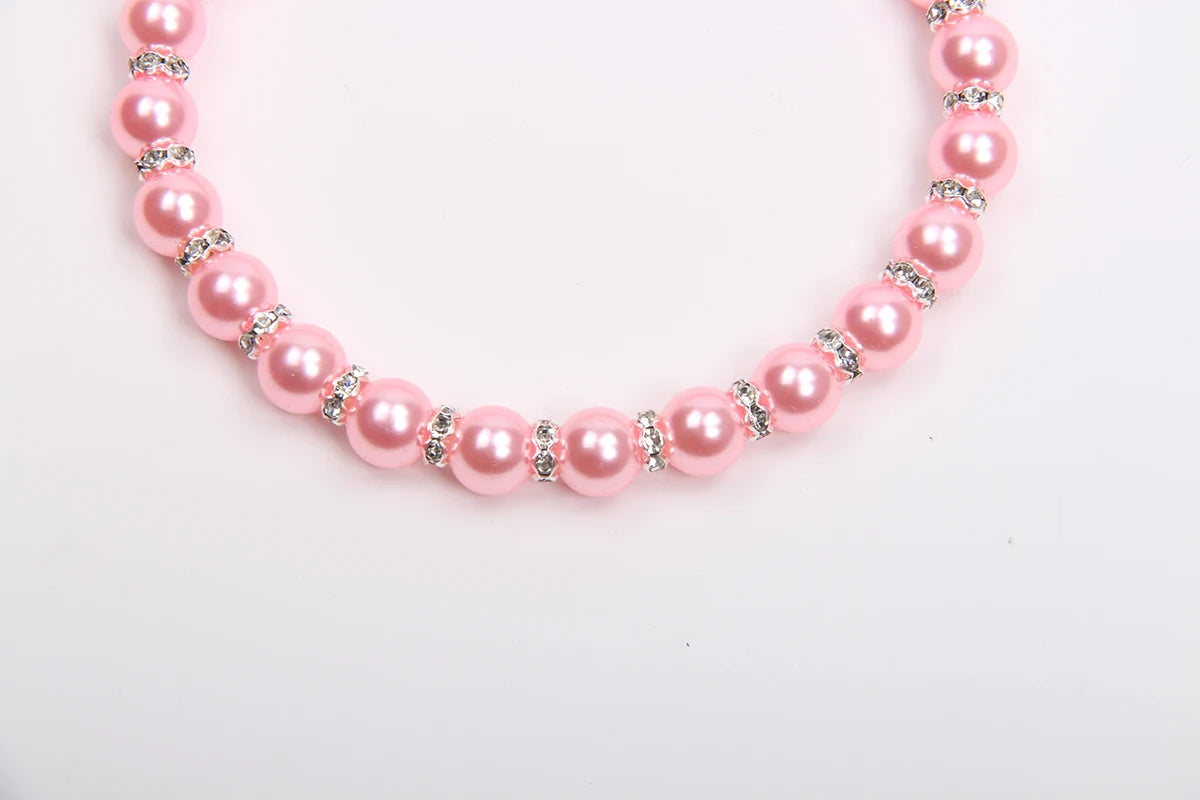 XKSRWE Pearls Dog Necklace Cat Collar with Bling Accessories Pet Puppy Jewelry for Female Dogs Cats