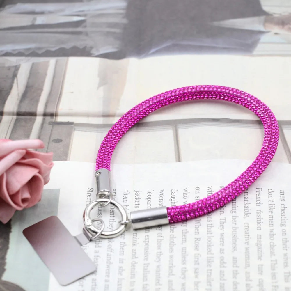 Trendy Glitter Rhinestone Phone Lanyard Bright Bling Bling Diamond Crystal Keychain Phone Wrist Straps Phone Accessories