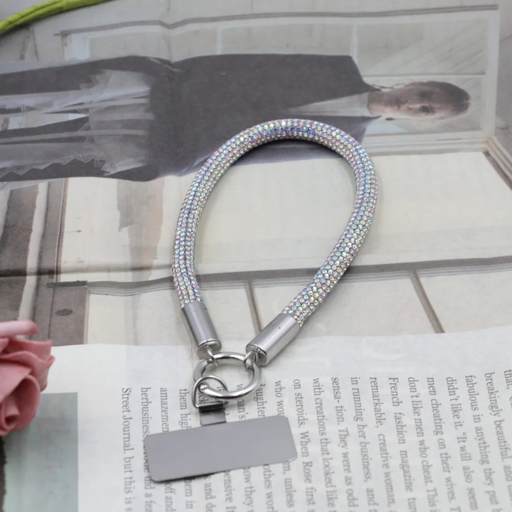 Trendy Glitter Rhinestone Phone Lanyard Bright Bling Bling Diamond Crystal Keychain Phone Wrist Straps Phone Accessories