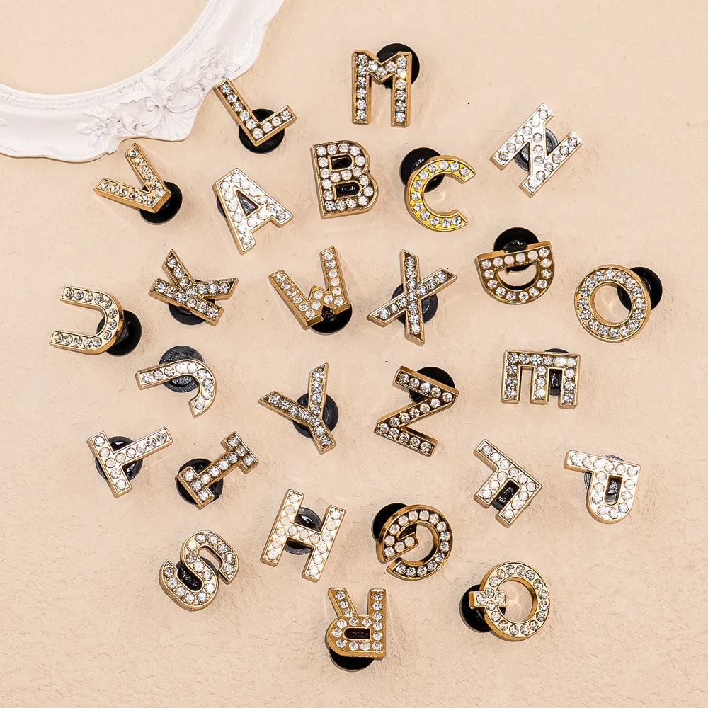 1pcs Letters Luxury Shoe Charms Alphabet Shoe Decorations Pins for Sandals Women Girls Gifts Bling Accessories