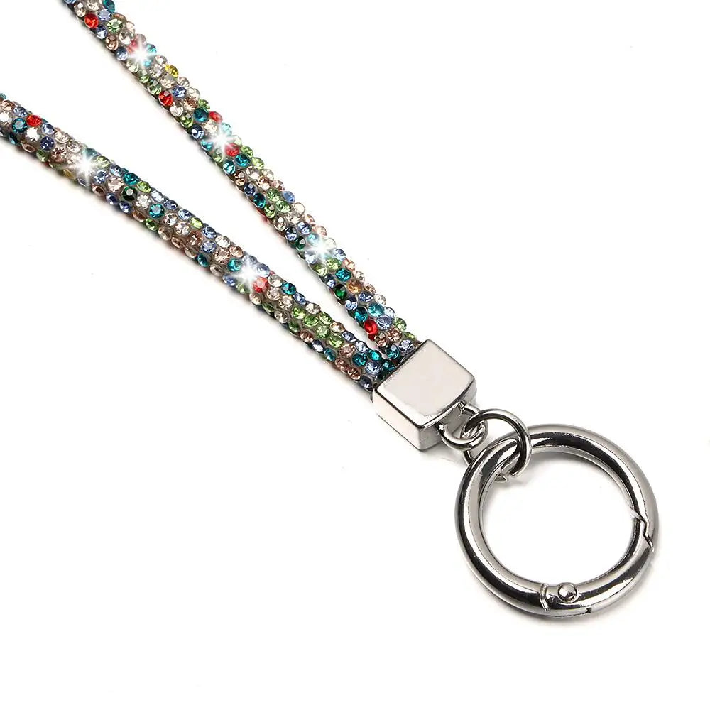 Glitter Keychain Bling Bling Crystal Anti-lost Rope Hanging Cord Chain Straps Rhinestone Phone Lanyard