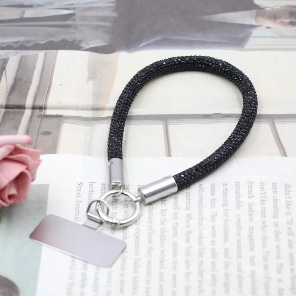 Trendy Glitter Rhinestone Phone Lanyard Bright Bling Bling Diamond Crystal Keychain Phone Wrist Straps Phone Accessories
