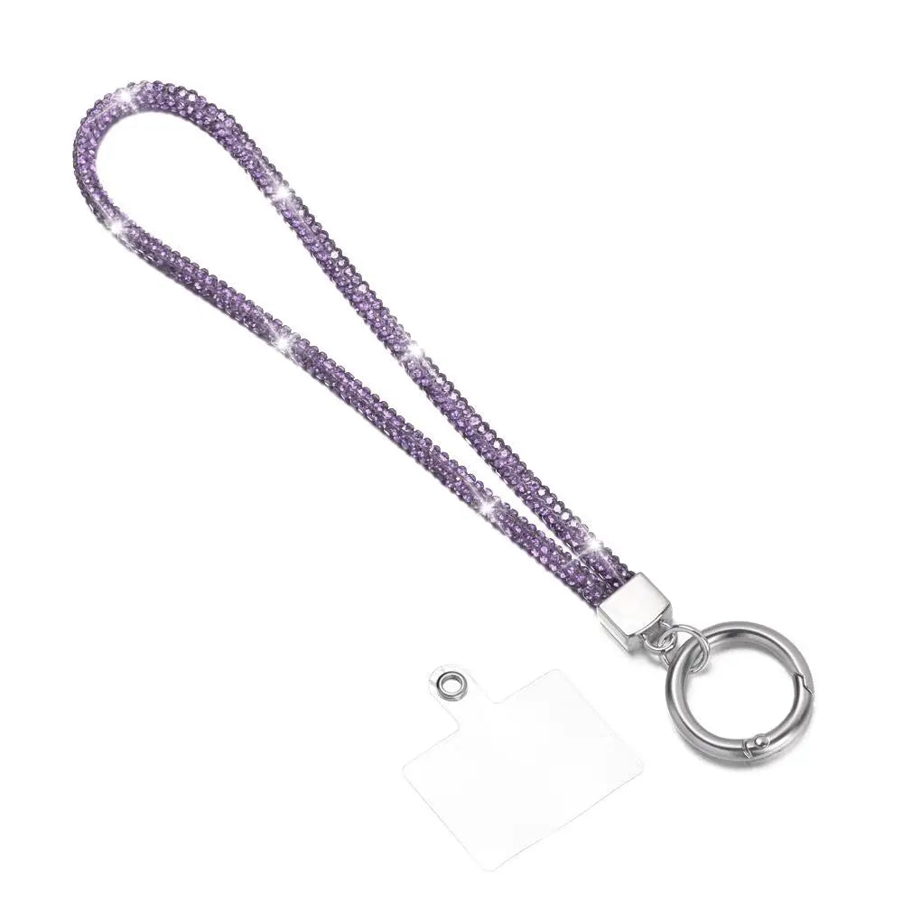 Glitter Rhinestone Phone Lanyard Phone Crystal Wrist Straps Keychain Hanging Anti-lost Rope Bling Bling Hanging Cord