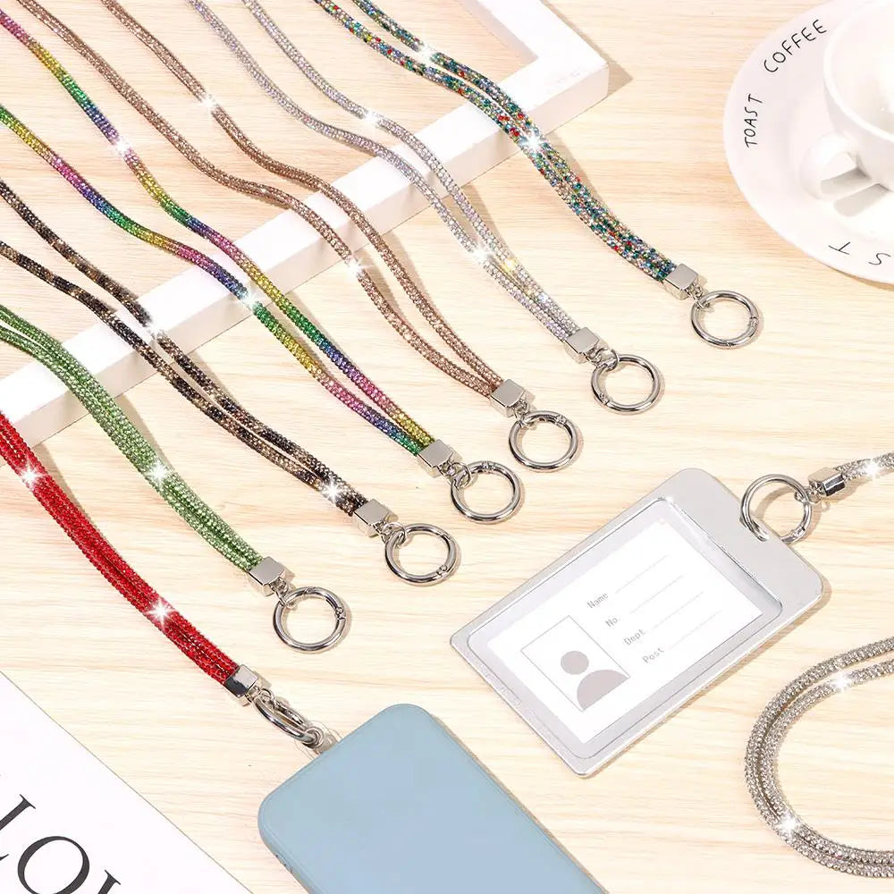 Glitter Keychain Bling Bling Crystal Anti-lost Rope Hanging Cord Chain Straps Rhinestone Phone Lanyard