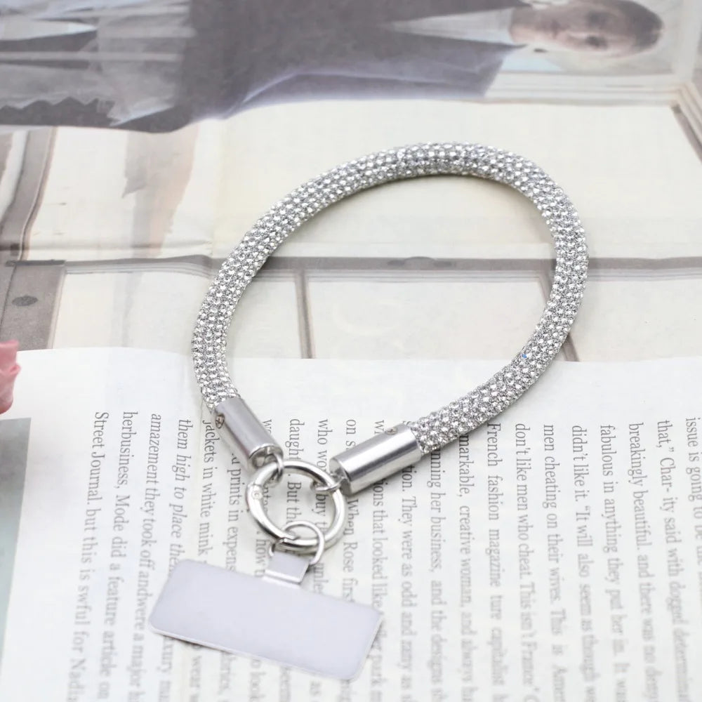 Trendy Glitter Rhinestone Phone Lanyard Bright Bling Bling Diamond Crystal Keychain Phone Wrist Straps Phone Accessories