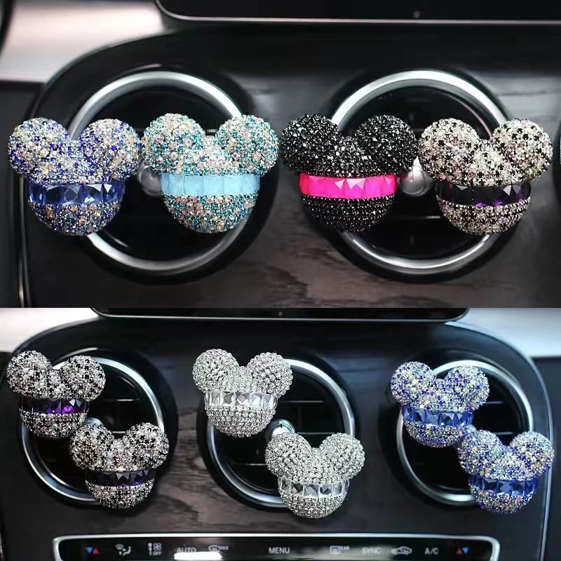 1 Pcs Cute Cartoon Car Air Fresheners Vent Clips Car Diffuser Vent Clip Rhinestone Diamond  Bling Car Accessories for Women
