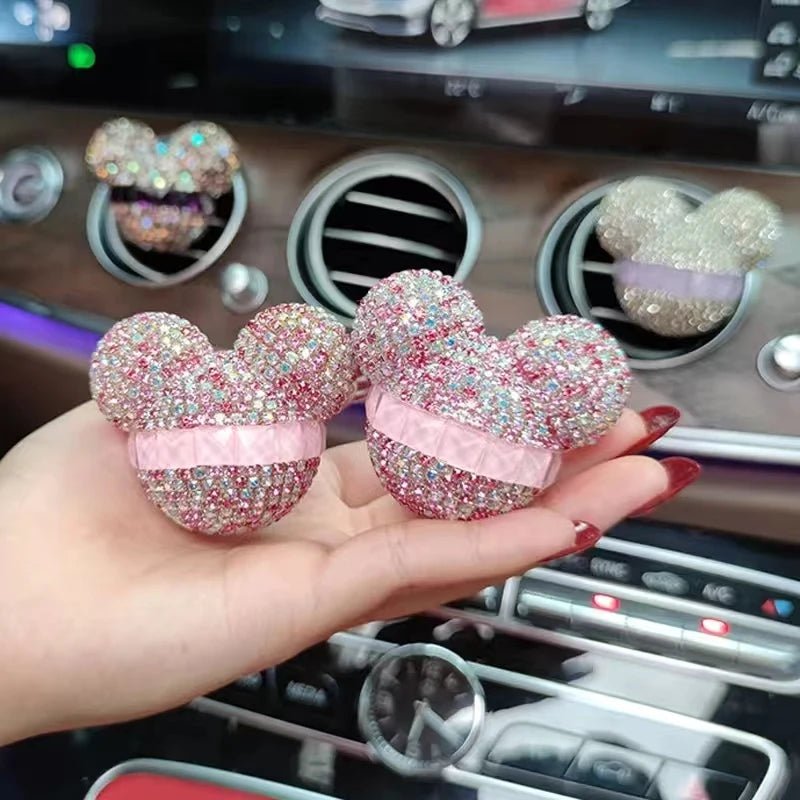 1 Pcs Cute Cartoon Car Air Fresheners Vent Clips Car Diffuser Vent Clip Rhinestone Diamond  Bling Car Accessories for Women