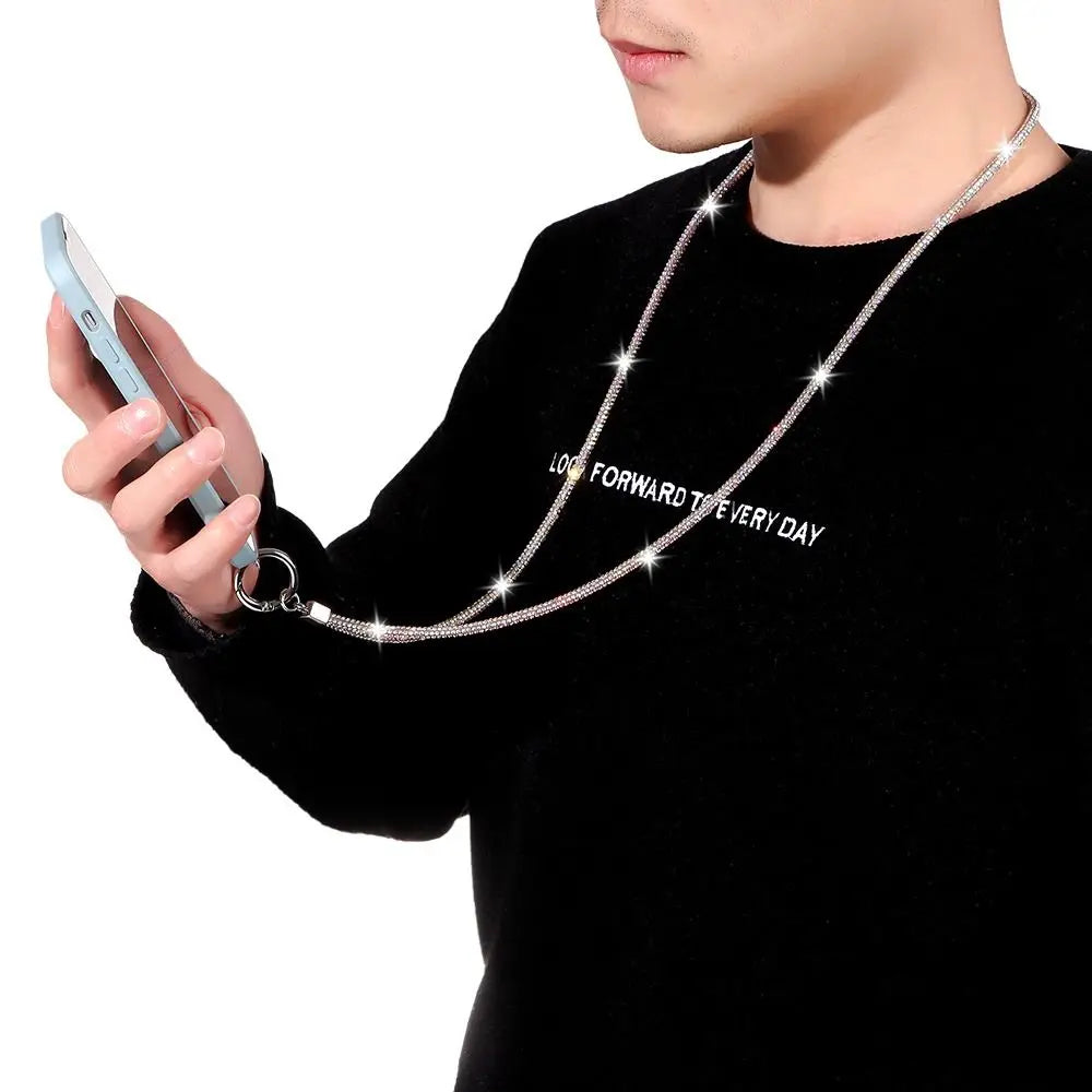 Glitter Keychain Bling Bling Crystal Anti-lost Rope Hanging Cord Chain Straps Rhinestone Phone Lanyard