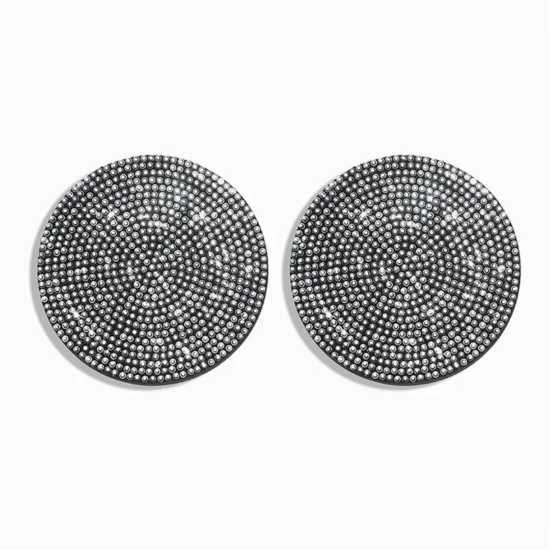 Cute Bling Car Cup Holder Coaster Mat with Rhinestone for Women Girl Universal Anti Slip Automotive Interior Accessories