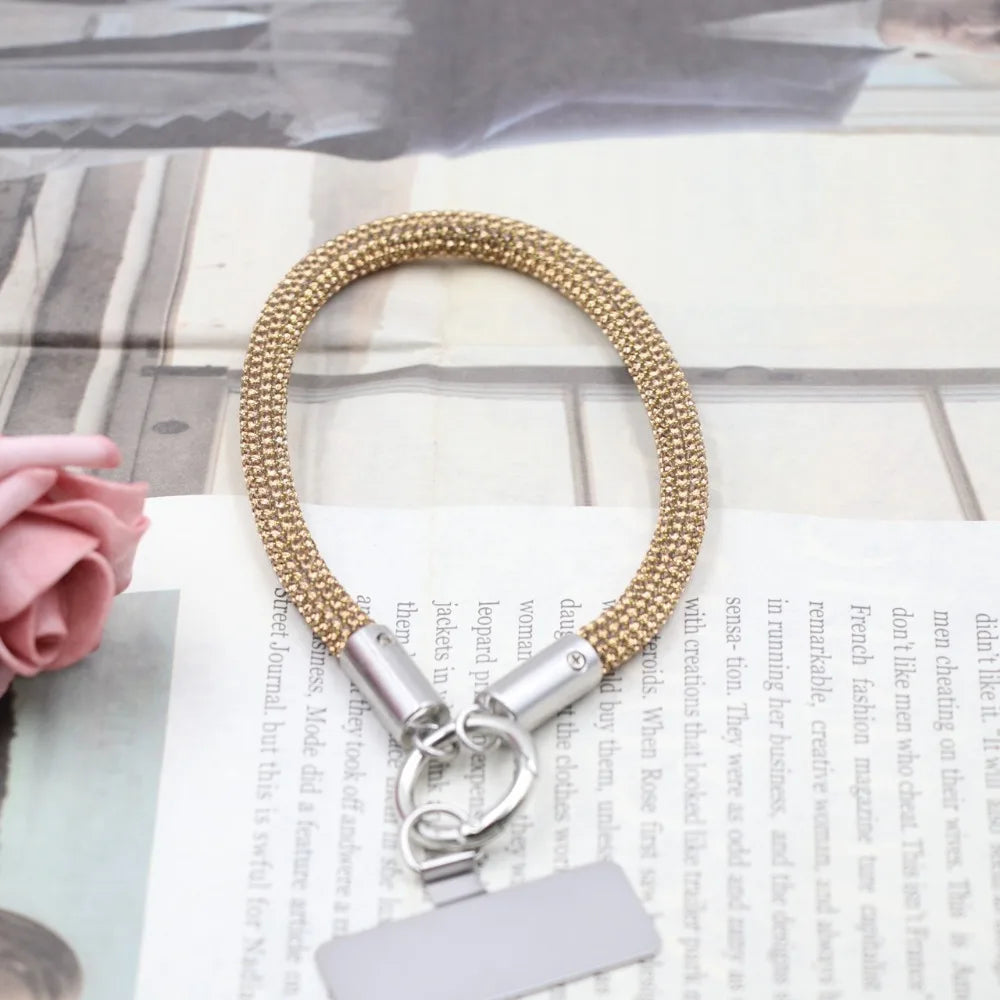 Trendy Glitter Rhinestone Phone Lanyard Bright Bling Bling Diamond Crystal Keychain Phone Wrist Straps Phone Accessories