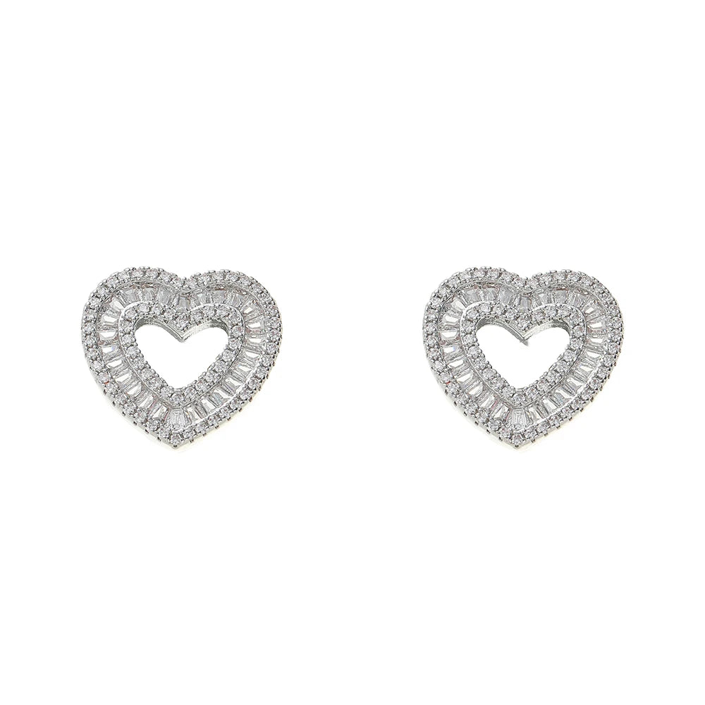 Wholesale Bling Bling Heart Earrings Brass CZ Earrings Fashion Jewelry For Women E064