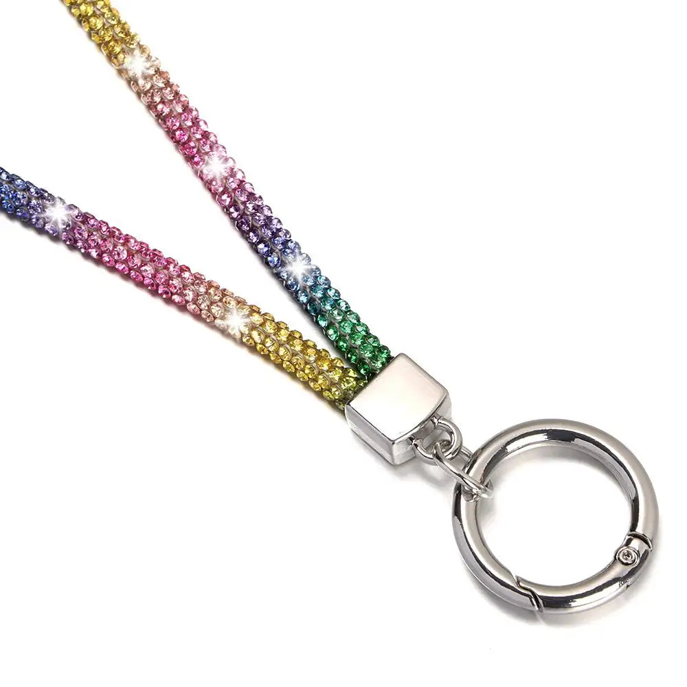 Glitter Keychain Bling Bling Crystal Anti-lost Rope Hanging Cord Chain Straps Rhinestone Phone Lanyard