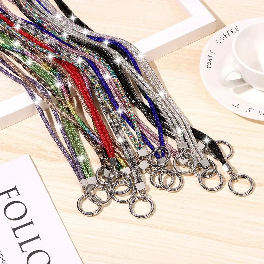 Glitter Keychain Bling Bling Crystal Anti-lost Rope Hanging Cord Chain Straps Rhinestone Phone Lanyard