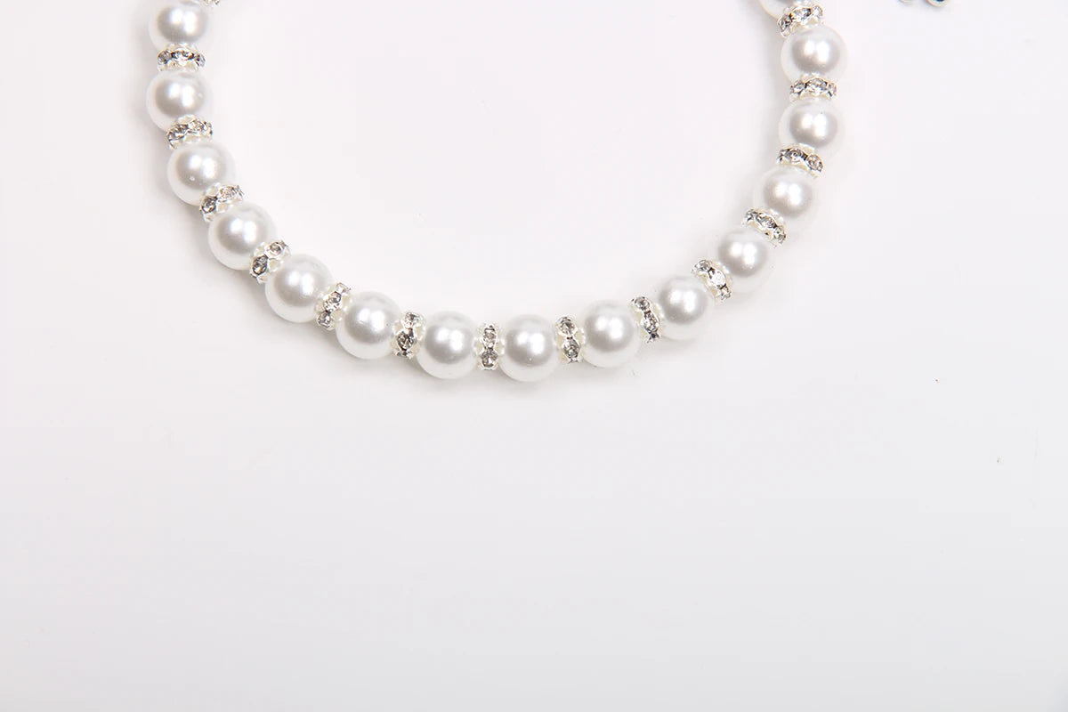 XKSRWE Pearls Dog Necklace Cat Collar with Bling Accessories Pet Puppy Jewelry for Female Dogs Cats