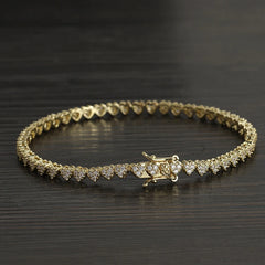 Bling Bling 4MM Heart Shape Bracelets Brass Tennis Chain Bracelet  BB235