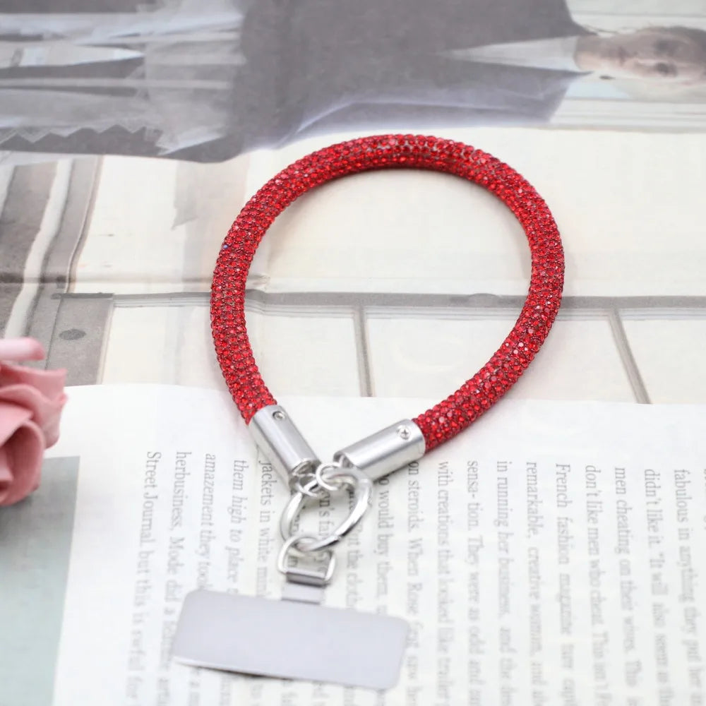Trendy Glitter Rhinestone Phone Lanyard Bright Bling Bling Diamond Crystal Keychain Phone Wrist Straps Phone Accessories