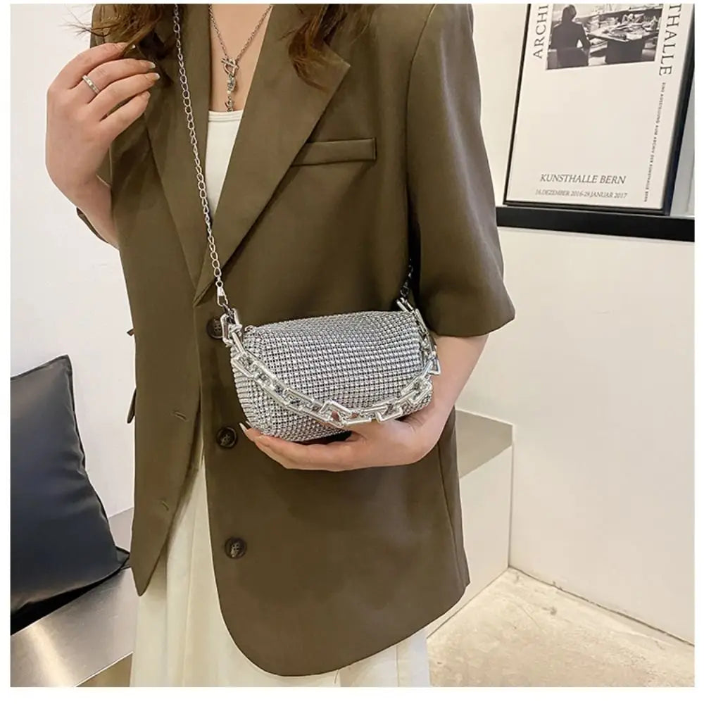 Bling Diamond Design Small Crossbody Messenger Bags for Women 2022 Summer Trend Luxury Fashion Travel Shoulder Handbags Purses