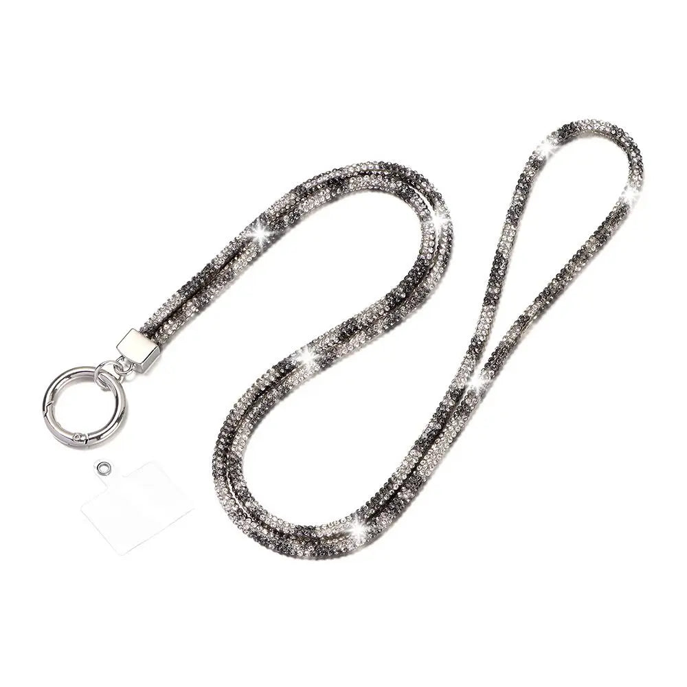 Glitter Keychain Bling Bling Crystal Anti-lost Rope Hanging Cord Chain Straps Rhinestone Phone Lanyard
