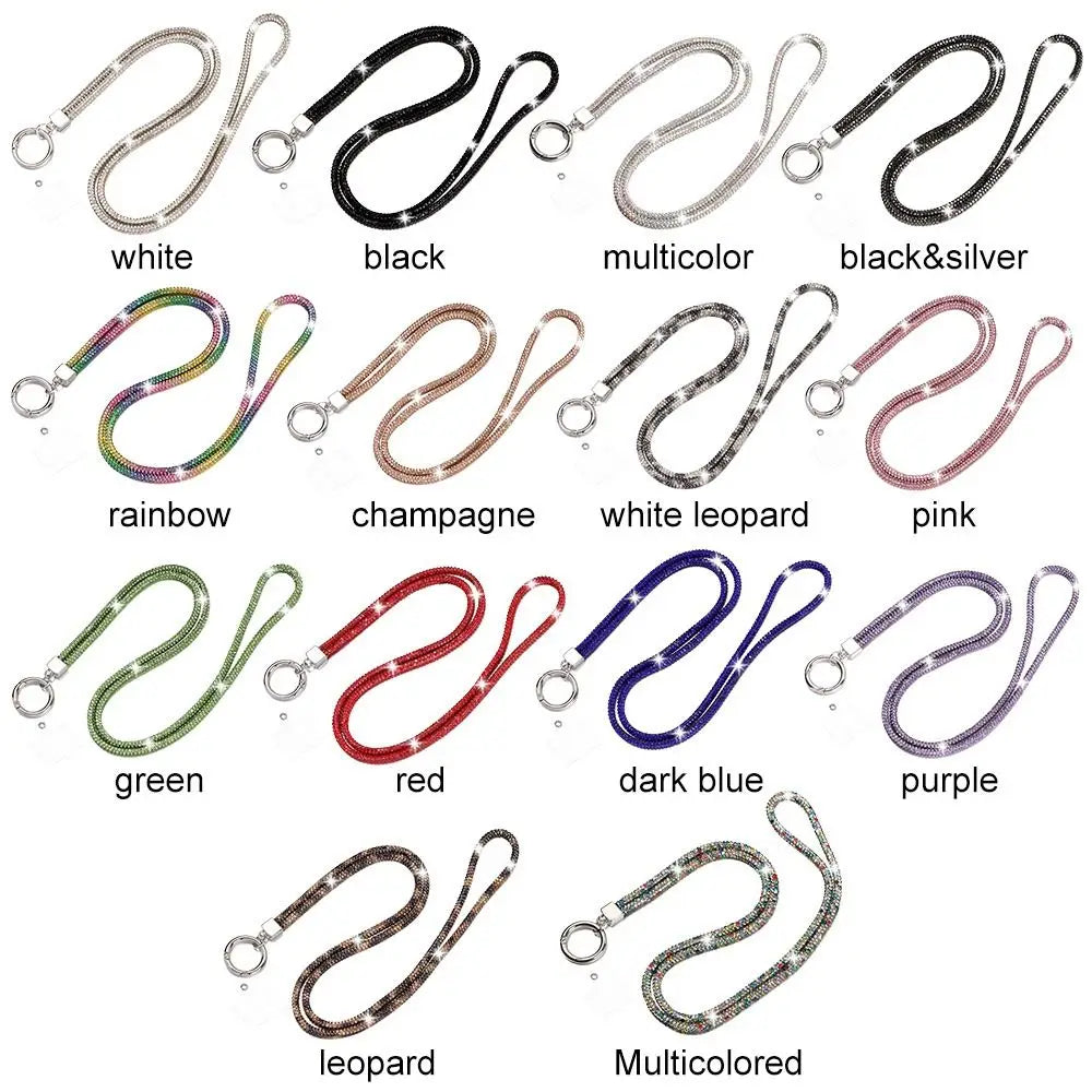 Glitter Keychain Bling Bling Crystal Anti-lost Rope Hanging Cord Chain Straps Rhinestone Phone Lanyard