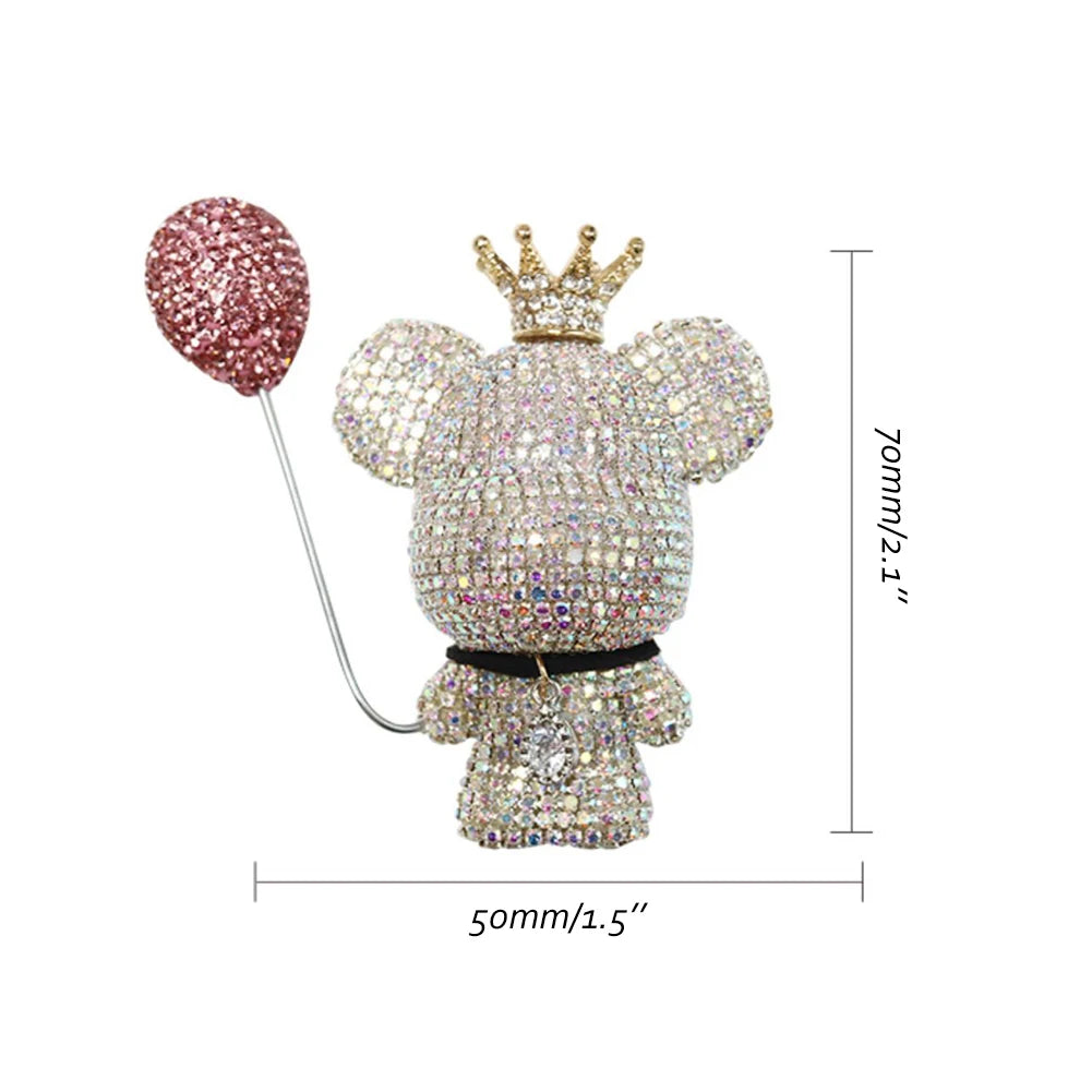 Cartoon Diamond Crystal Bow  Bear Car Pendant Mirror Hanging Ornaments Bling Car Interior Decoration Women Accessories
