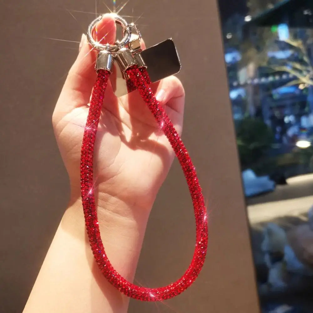 Trendy Glitter Rhinestone Phone Lanyard Bright Bling Bling Diamond Crystal Keychain Phone Wrist Straps Phone Accessories