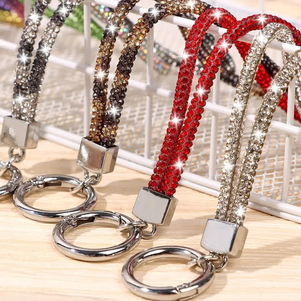 Glitter Keychain Bling Bling Crystal Anti-lost Rope Hanging Cord Chain Straps Rhinestone Phone Lanyard