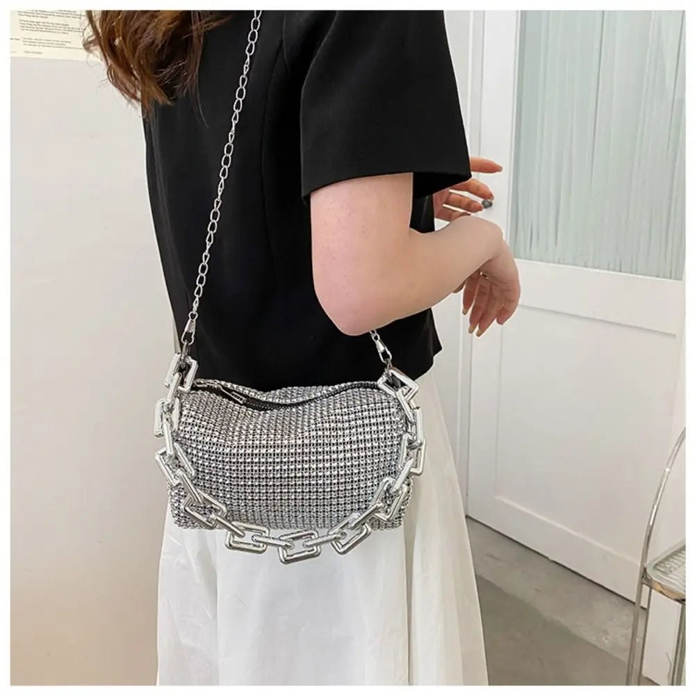 Bling Diamond Design Small Crossbody Messenger Bags for Women 2022 Summer Trend Luxury Fashion Travel Shoulder Handbags Purses