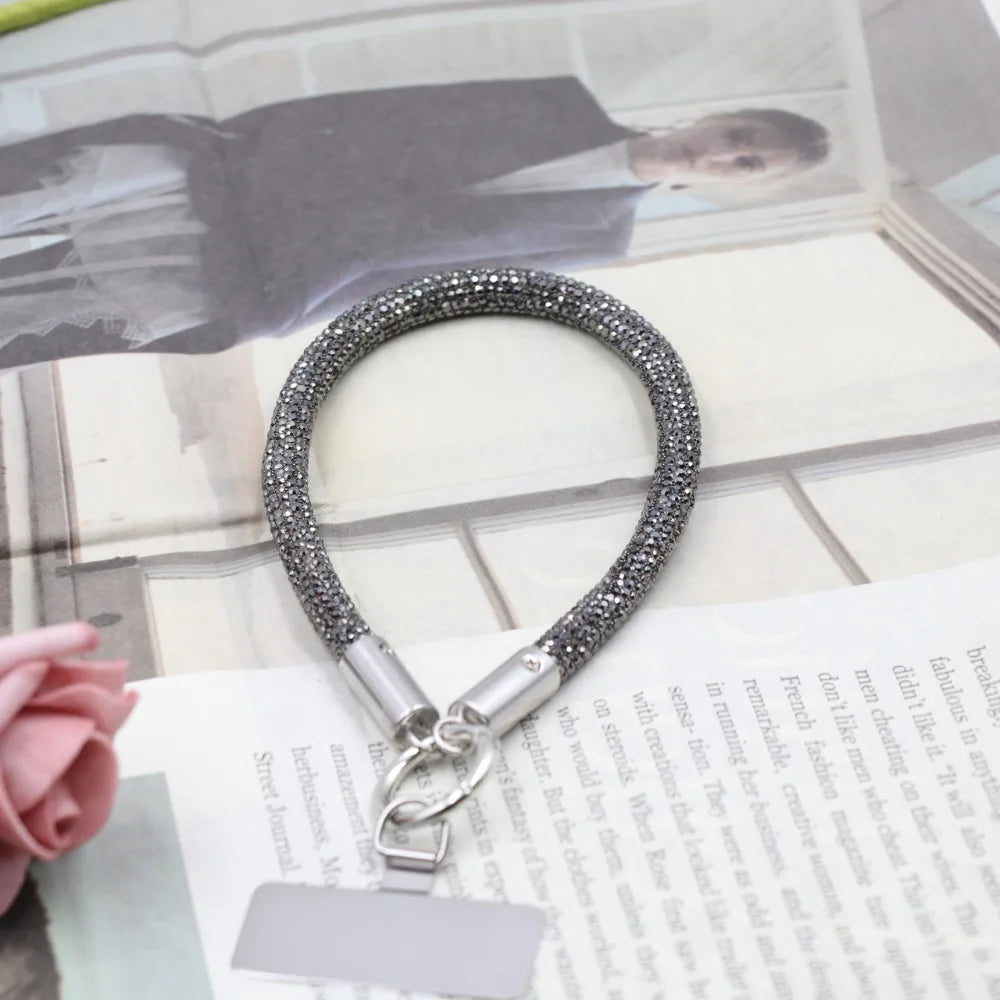 Trendy Glitter Rhinestone Phone Lanyard Bright Bling Bling Diamond Crystal Keychain Phone Wrist Straps Phone Accessories