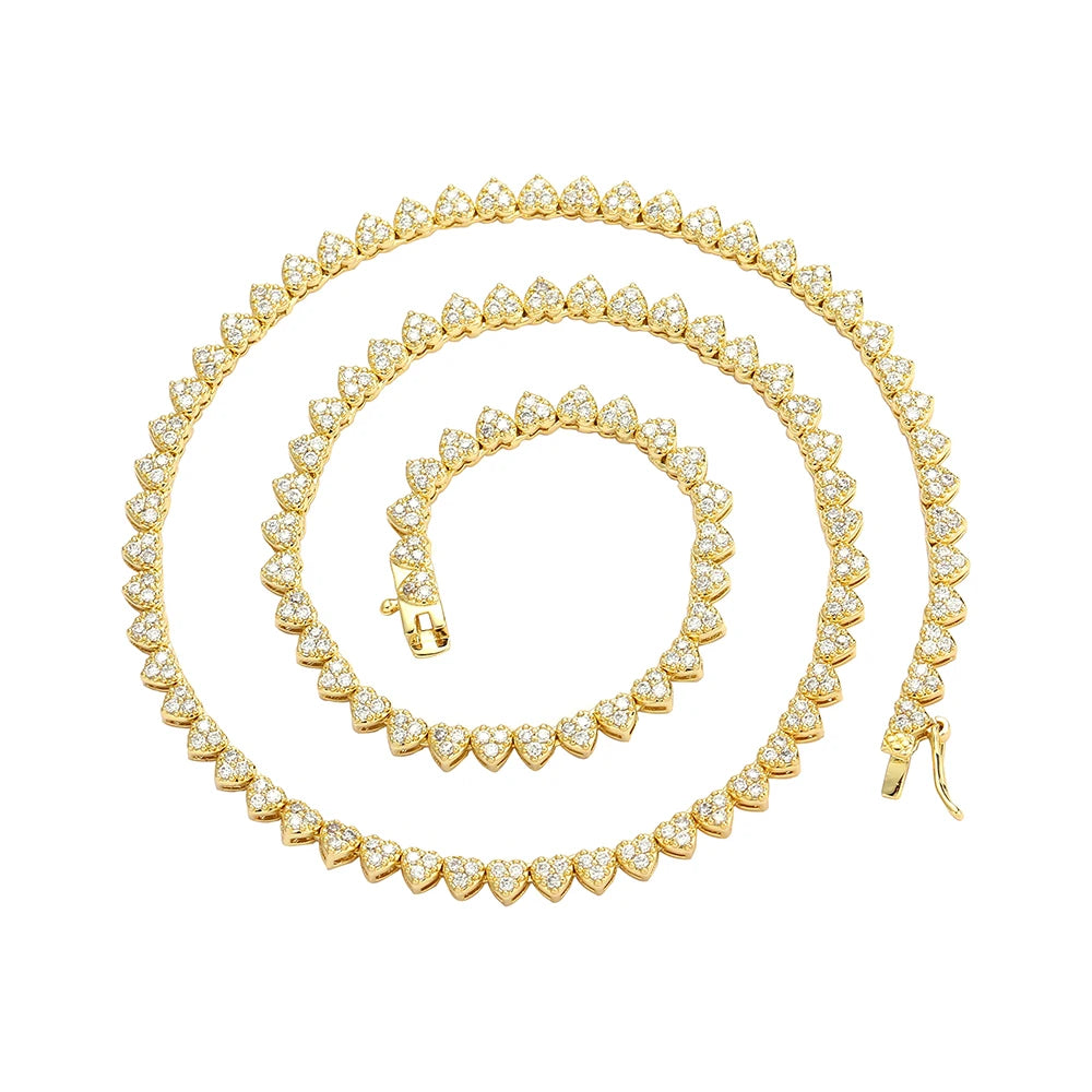 Bling Bling Women Tennis Chain Necklace Full CZ Heart-shaped Tennis Necklace Fashion Jewelry BC235