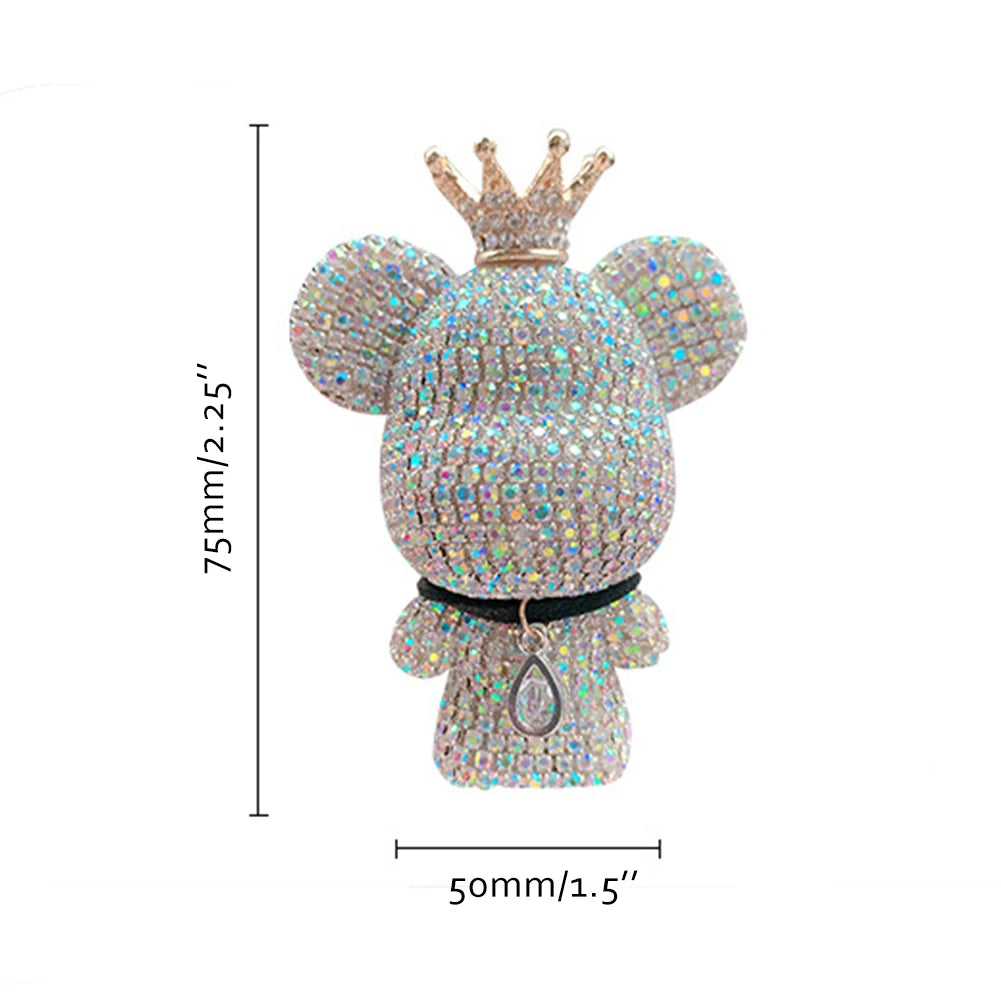 Cartoon Diamond Crystal Bow  Bear Car Pendant Mirror Hanging Ornaments Bling Car Interior Decoration Women Accessories