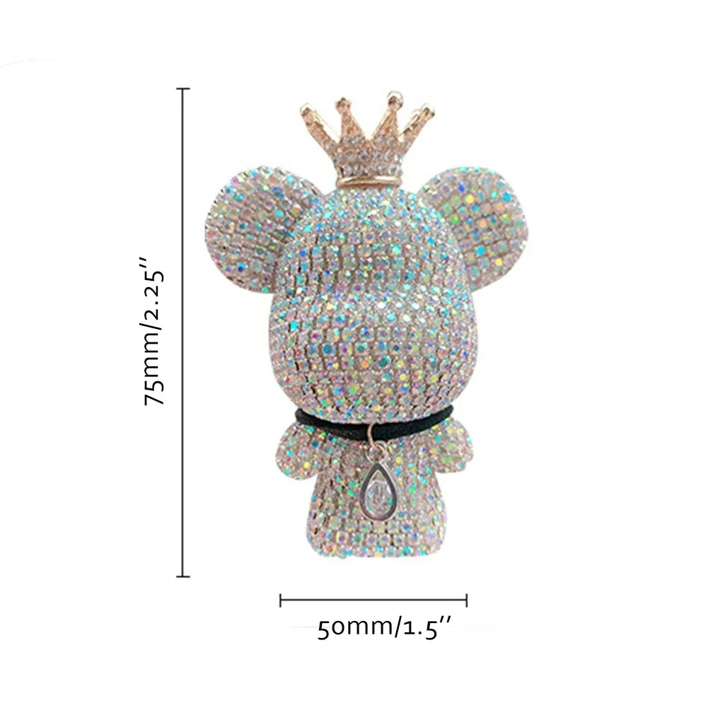 Rhinestone Crystal Bow Bear Car Pendant Mirror Hanging Ornaments Diamond Bling Car Interior Decoration Women Accessories