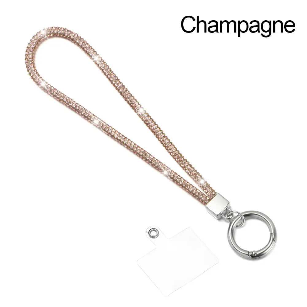 Glitter Keychain Bling Bling Rhinestone Phone Lanyard Wrist Straps Hanging Cord Crystal Anti-lost Rope