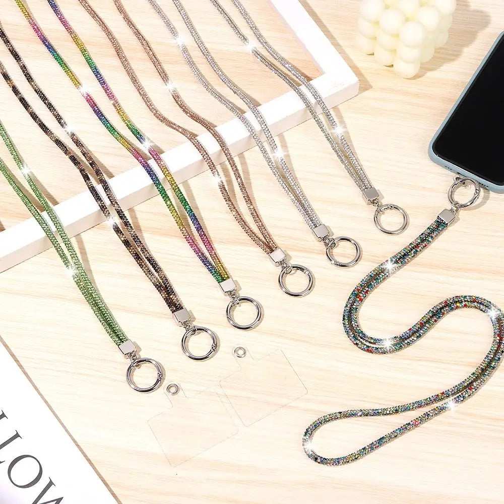 Glitter Keychain Bling Bling Crystal Anti-lost Rope Hanging Cord Chain Straps Rhinestone Phone Lanyard