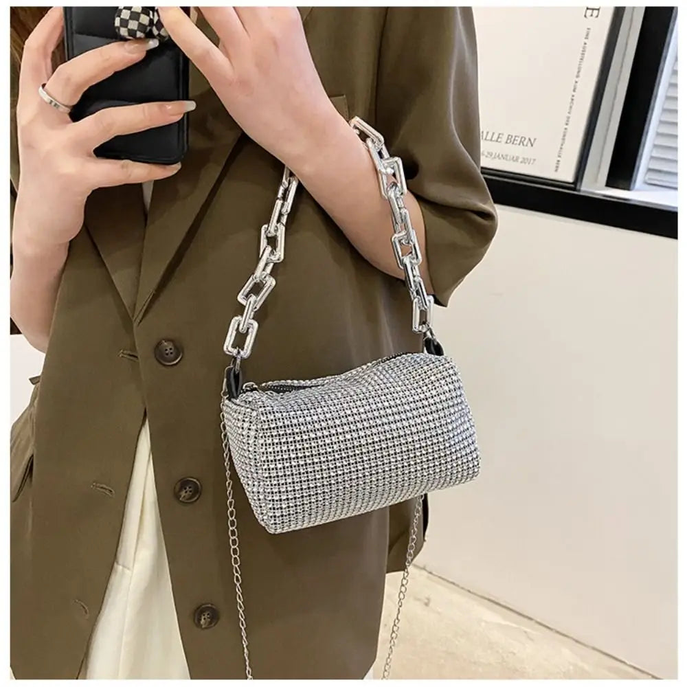 Bling Diamond Design Small Crossbody Messenger Bags for Women 2022 Summer Trend Luxury Fashion Travel Shoulder Handbags Purses