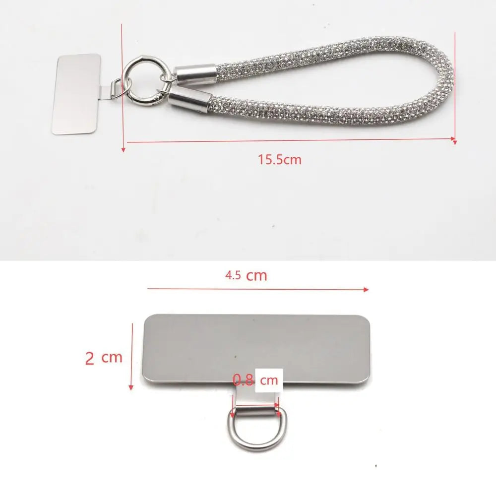 Trendy Glitter Rhinestone Phone Lanyard Bright Bling Bling Diamond Crystal Keychain Phone Wrist Straps Phone Accessories