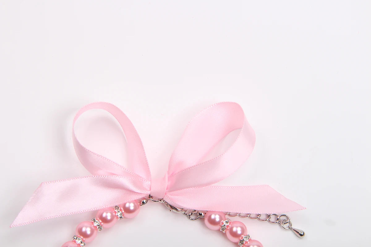 XKSRWE Pearls Dog Necklace Cat Collar with Bling Accessories Pet Puppy Jewelry for Female Dogs Cats