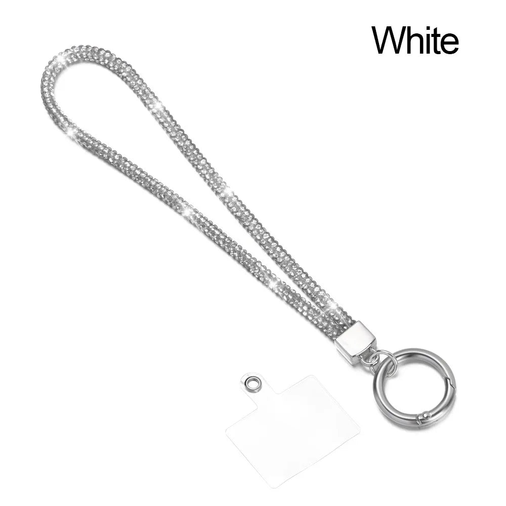 Glitter Keychain Bling Bling Rhinestone Phone Lanyard Wrist Straps Hanging Cord Crystal Anti-lost Rope