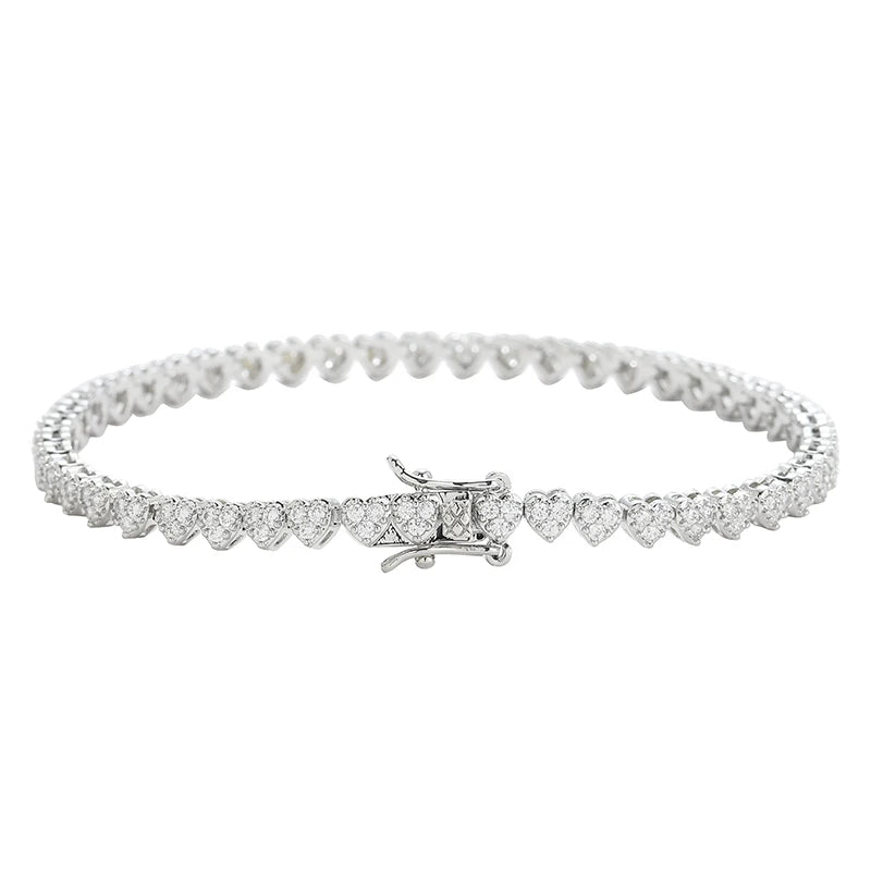 Bling Bling 4MM Heart Shape Bracelets Brass Tennis Chain Bracelet  BB235