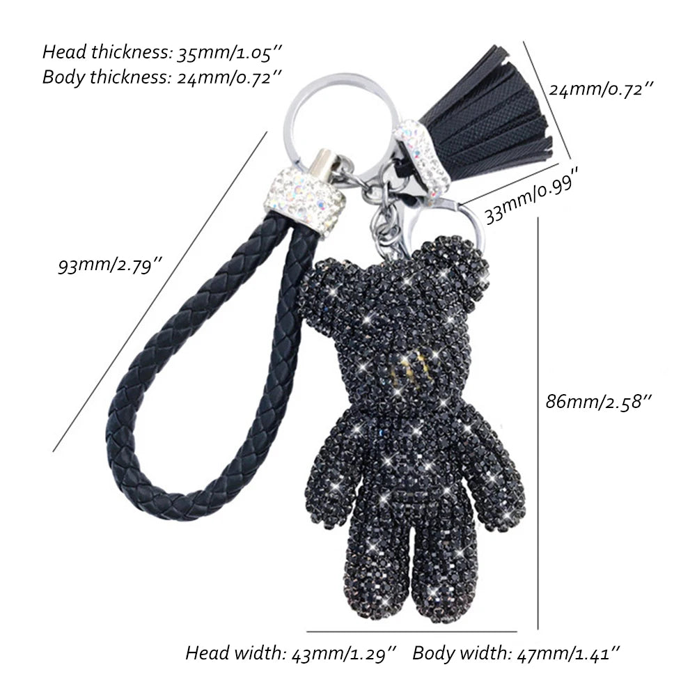 Cartoon Diamond Crystal Bow  Bear Car Pendant Mirror Hanging Ornaments Bling Car Interior Decoration Women Accessories