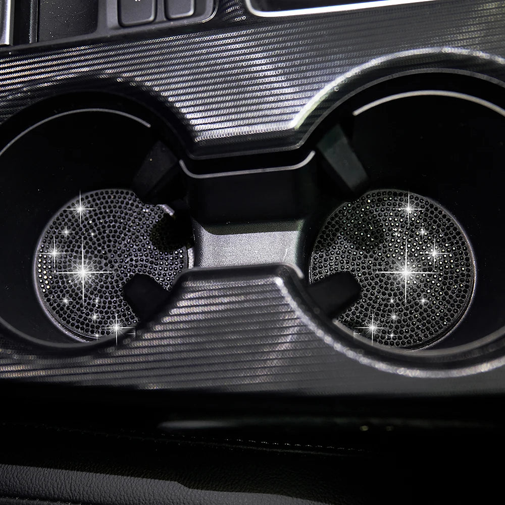 2pcs Imitation Diamond Fashion Car Cup Cushion Bling Car Cup Holder Coaster Anti-slip Popular and fashionable coasters