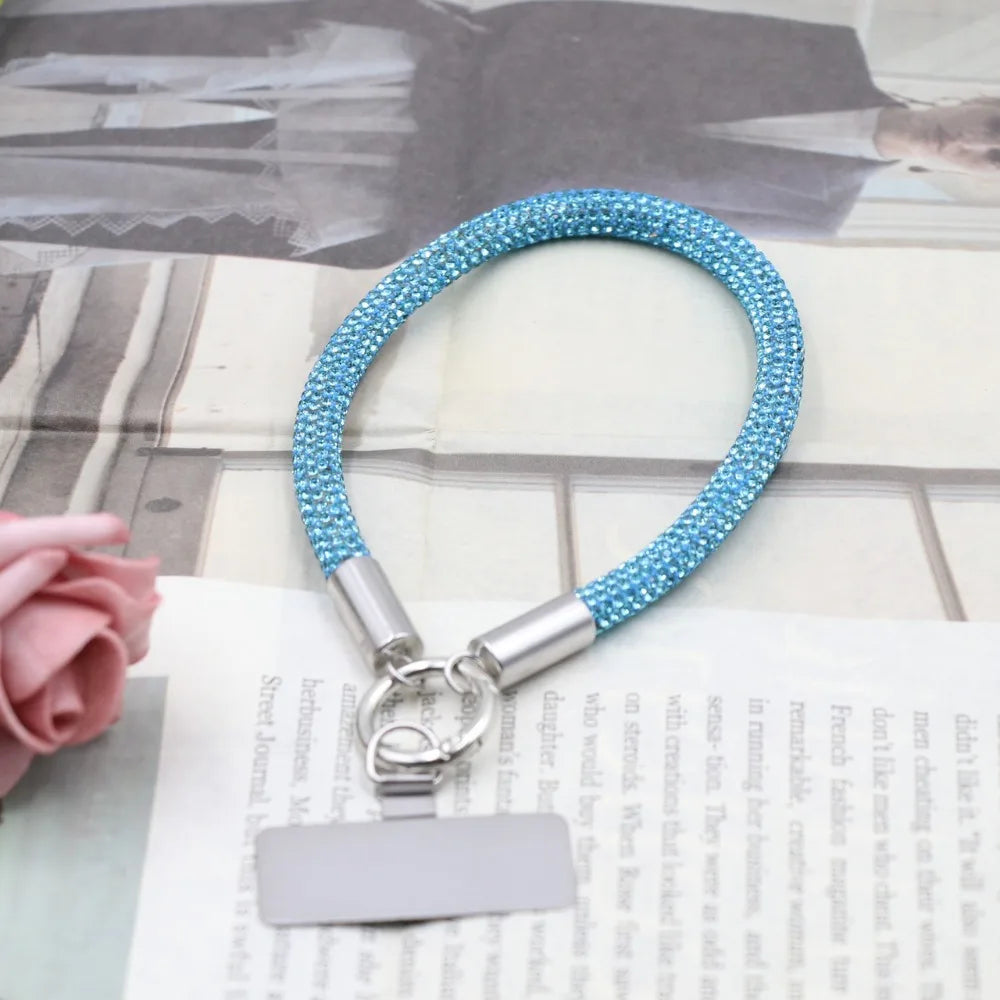 Trendy Glitter Rhinestone Phone Lanyard Bright Bling Bling Diamond Crystal Keychain Phone Wrist Straps Phone Accessories