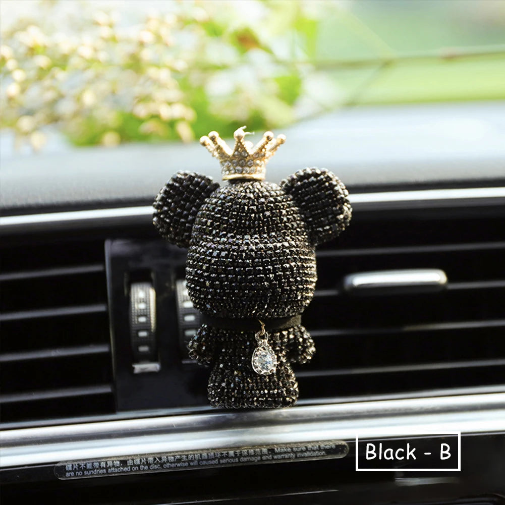 Rhinestone Crystal Bow  Bear Car Pendant Mirror Hanging Ornaments Diamond Bling Car Interior Decoration Women Accessories