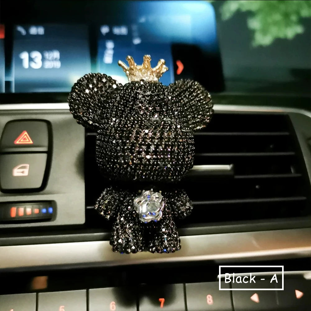 Rhinestone Crystal Bow  Bear Car Pendant Mirror Hanging Ornaments Diamond Bling Car Interior Decoration Women Accessories